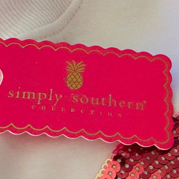 NWT Simply Southern Pink Sequin Bow Design Top Sweatshirt! XLARGE - Picture 7 of 8